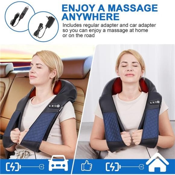 Neck and Shoulder Massager with Heat Shiatsu BackMassage Pillow with 3D Kneading - Picture 2 of 8